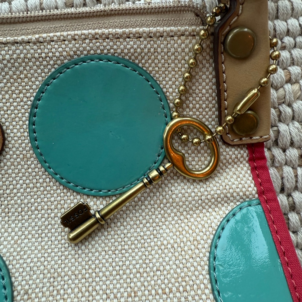 Fossil Cream and Blue Polka Dot Crossbody Bag - Picture 4 of 8